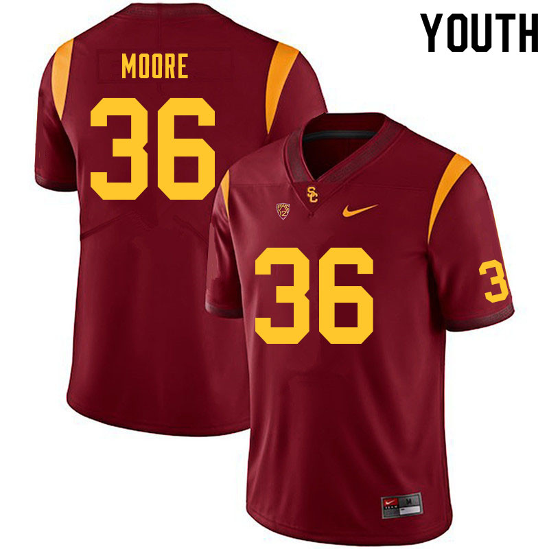 Youth #36 Clyde Moore USC Trojans College Football Jerseys Sale-Cardinal